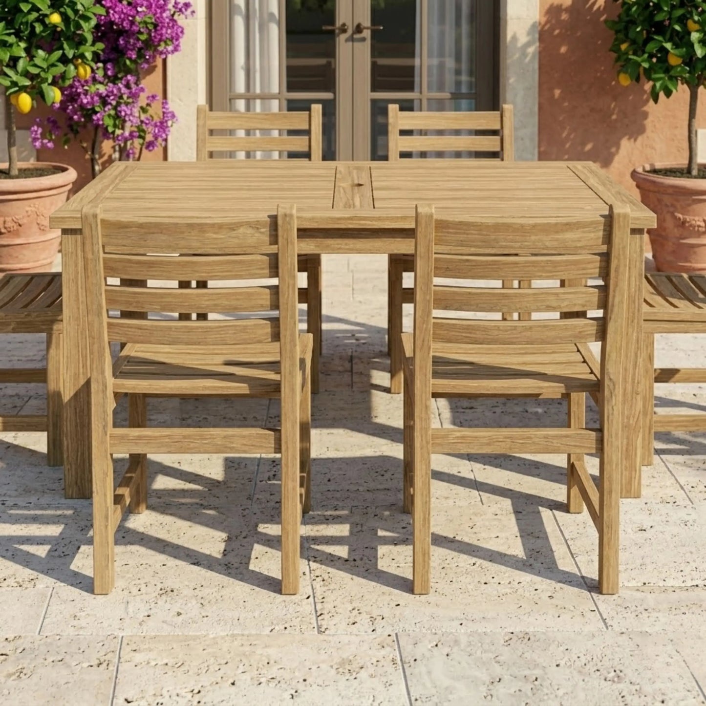 Anderson Teak Montage Windham 7-Piece Dining Set with Cast Slate Cushions