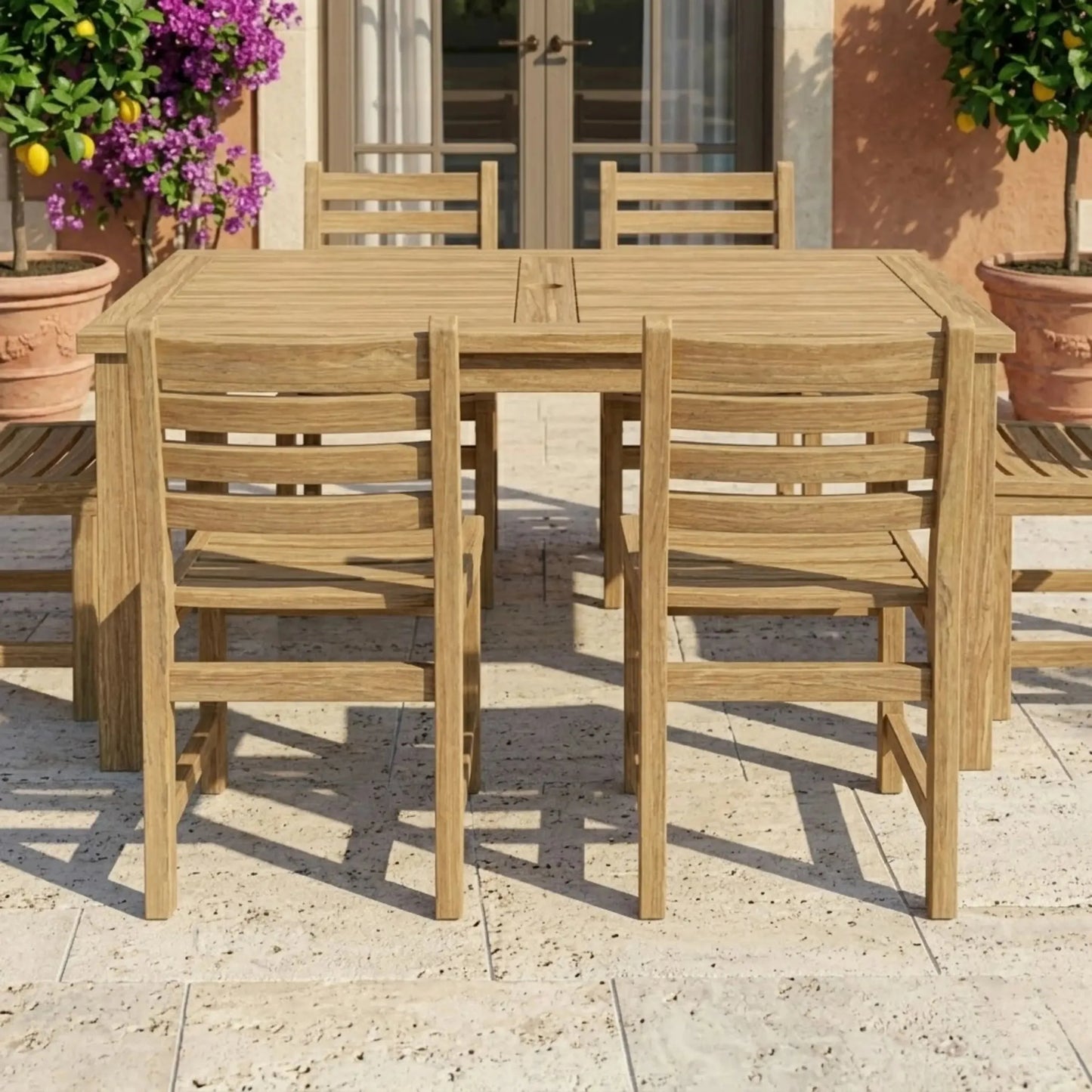 Anderson Teak Montage Windham 7-Piece Dining Set with Cast Slate Cushions