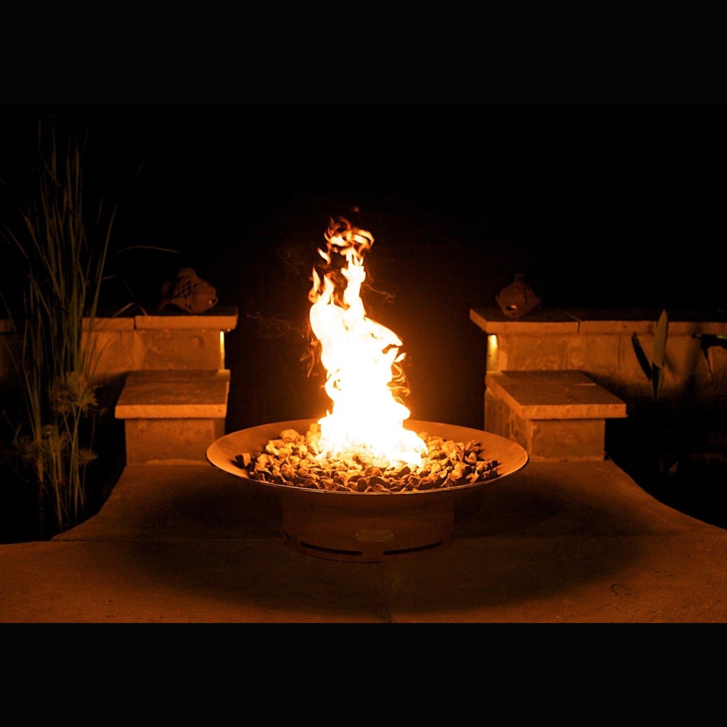 Fire Pit Art 36" Asia Natural Gas Match Lit Steel Fire Pit
