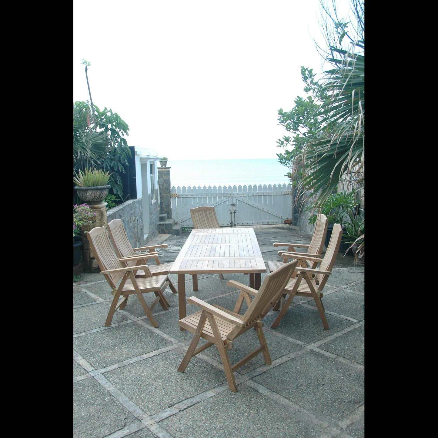 Anderson Teak Bahama Katana 7-Piece Dining Set with Cast Slate Cushions