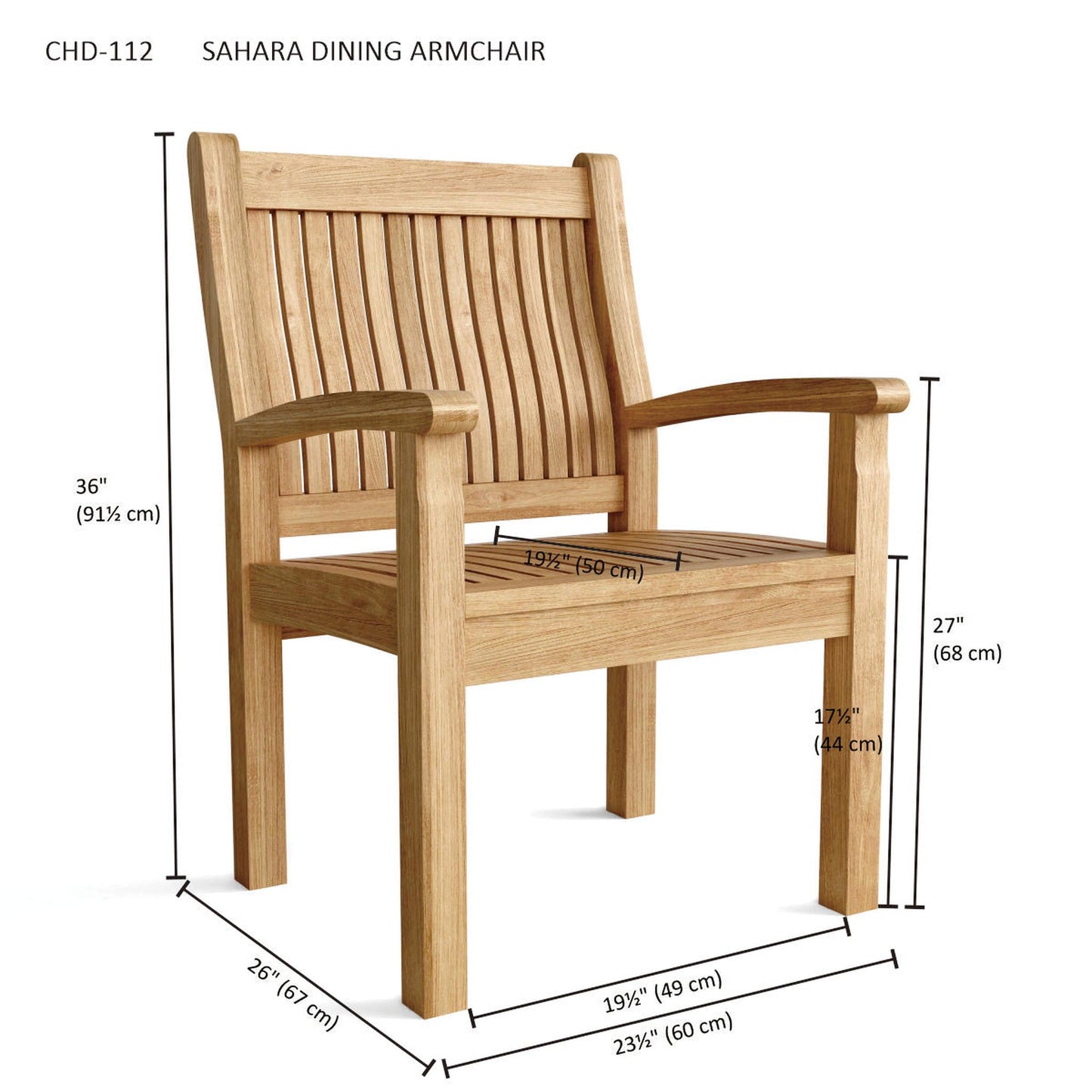 Anderson Teak Sahara Dining Armchair with Cast Slate Cushion