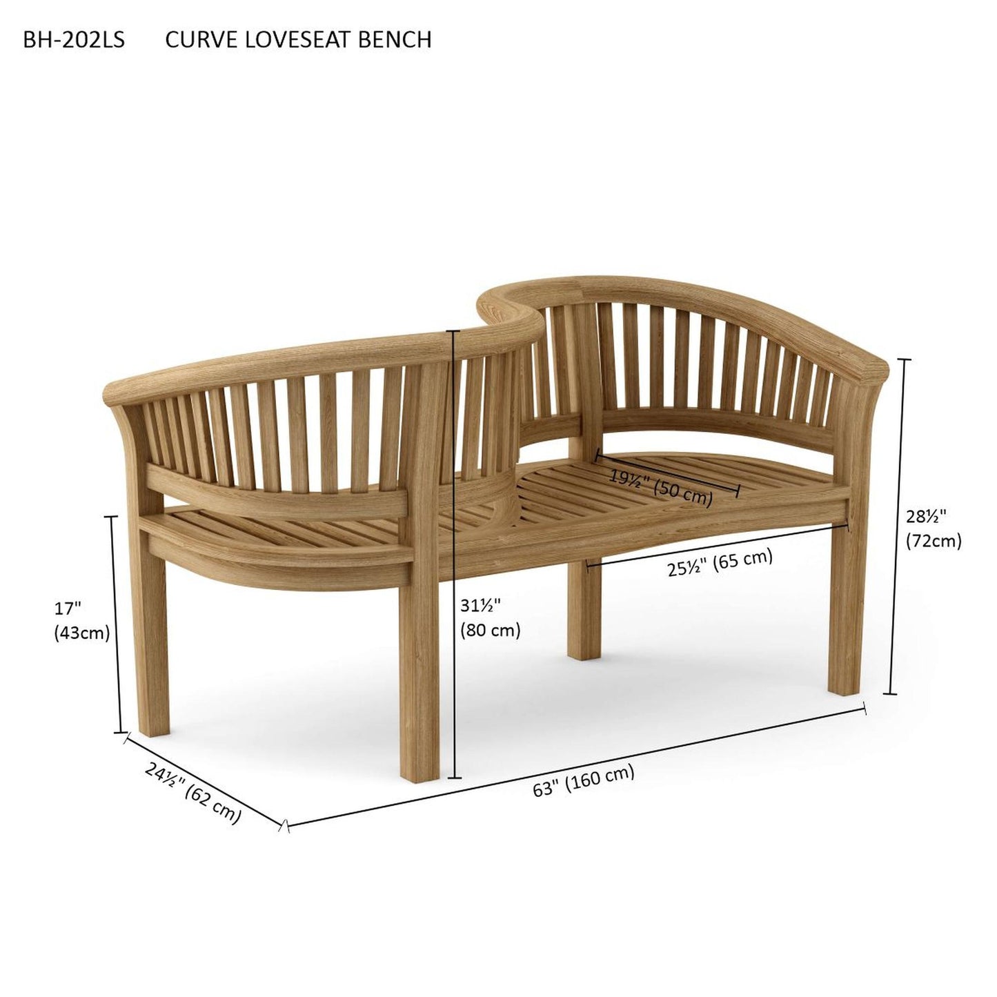 Anderson Teak Curved Love Seat Bench
