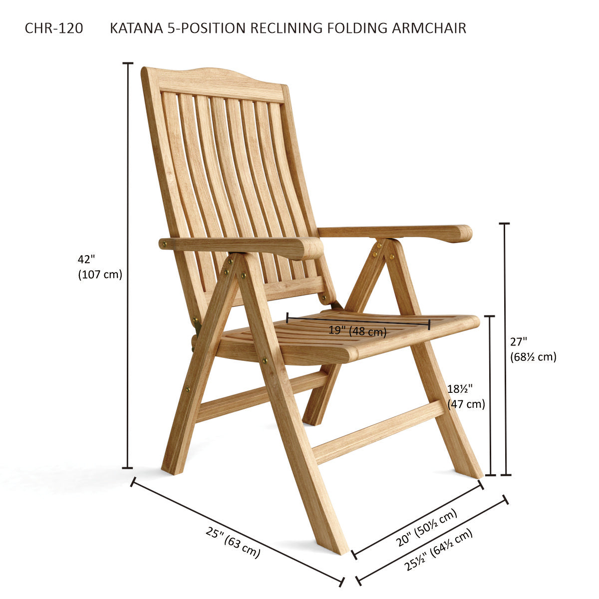Anderson Teak Katana 5-Position Reclining Folding Armchair