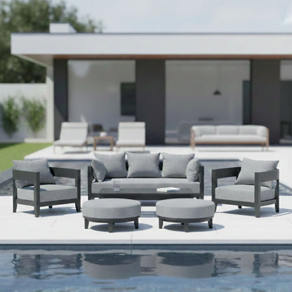 Anderson Teak Coronado 6-Piece Aluminum Deep Seating Set with Canvas Natural Cushions