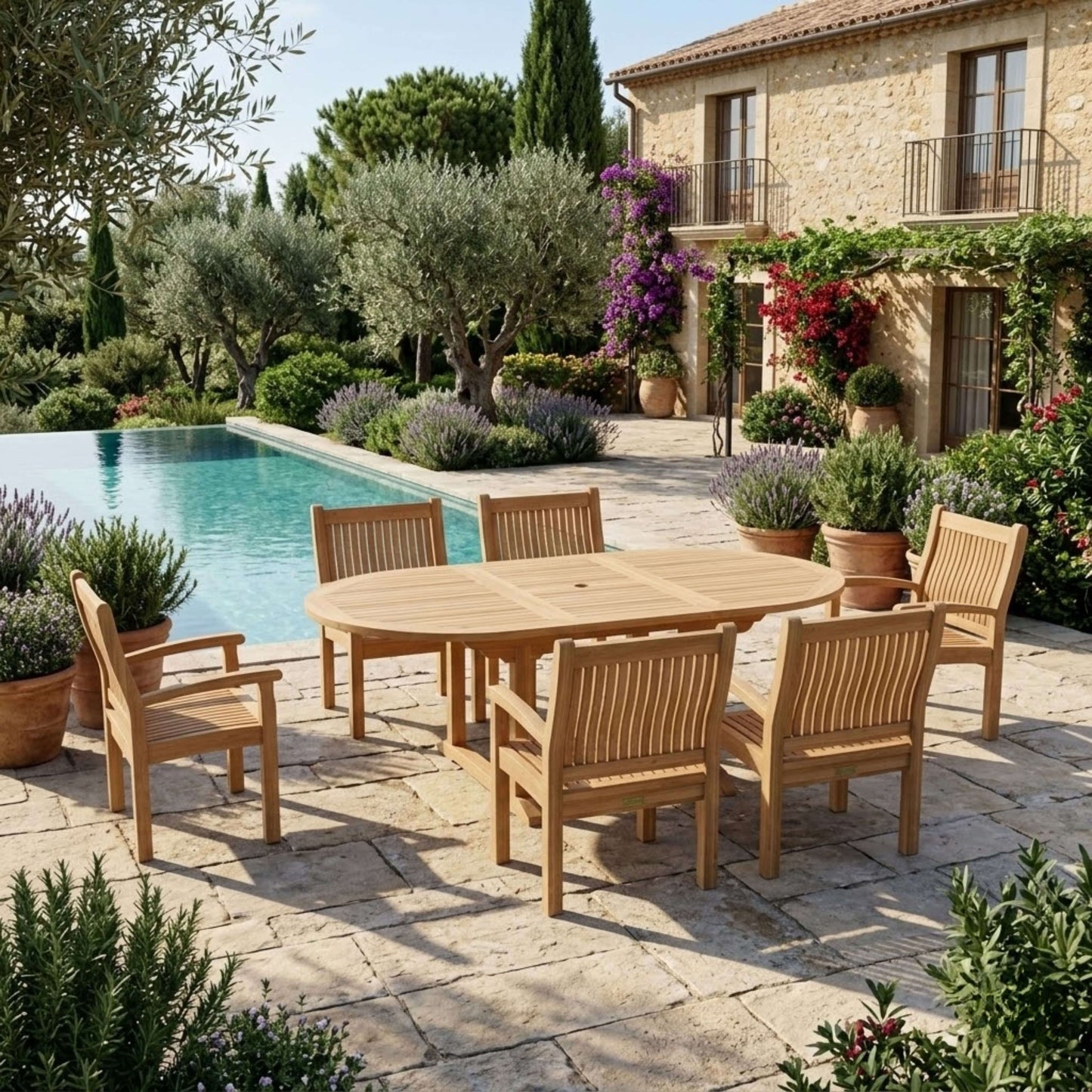 Anderson Teak Bahama Sahara 7-Piece 87" Oval Dining Set
