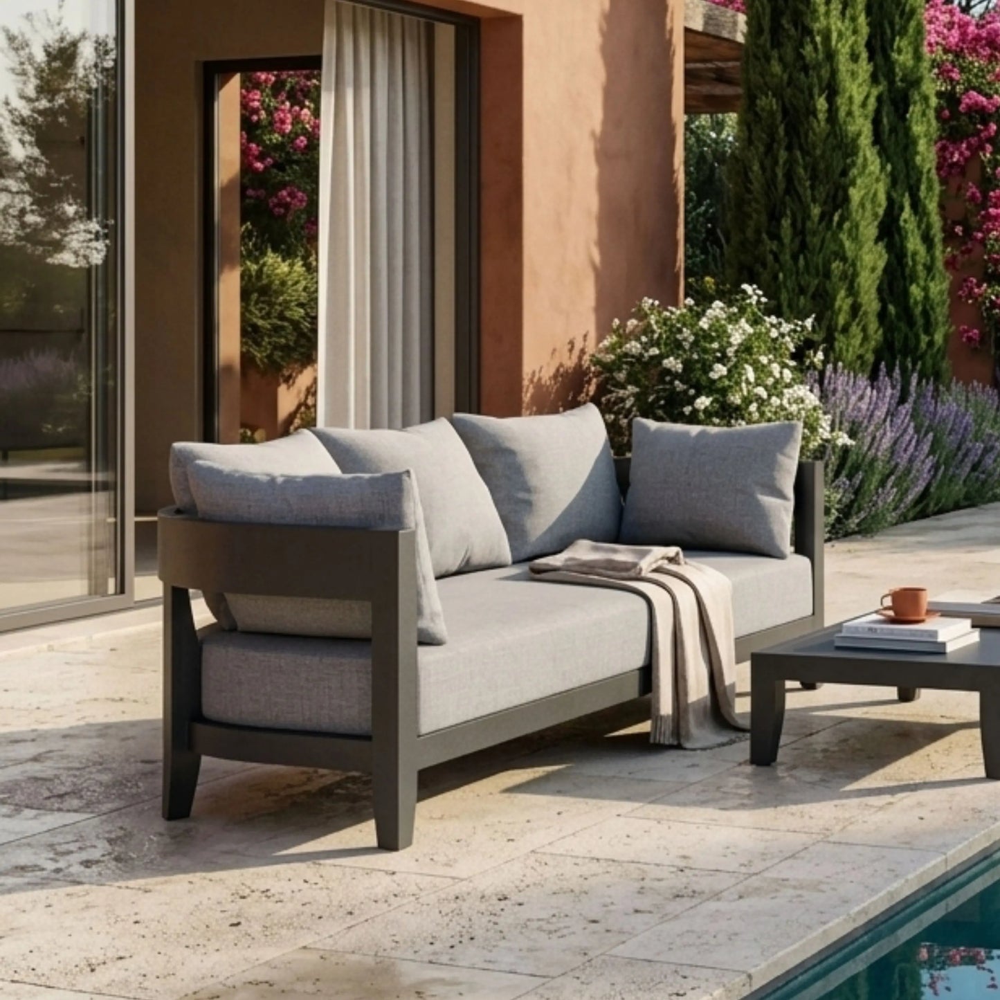 Anderson Teak Coronado 6-Piece Aluminum Deep Seating Set with Cast Slate Cushions