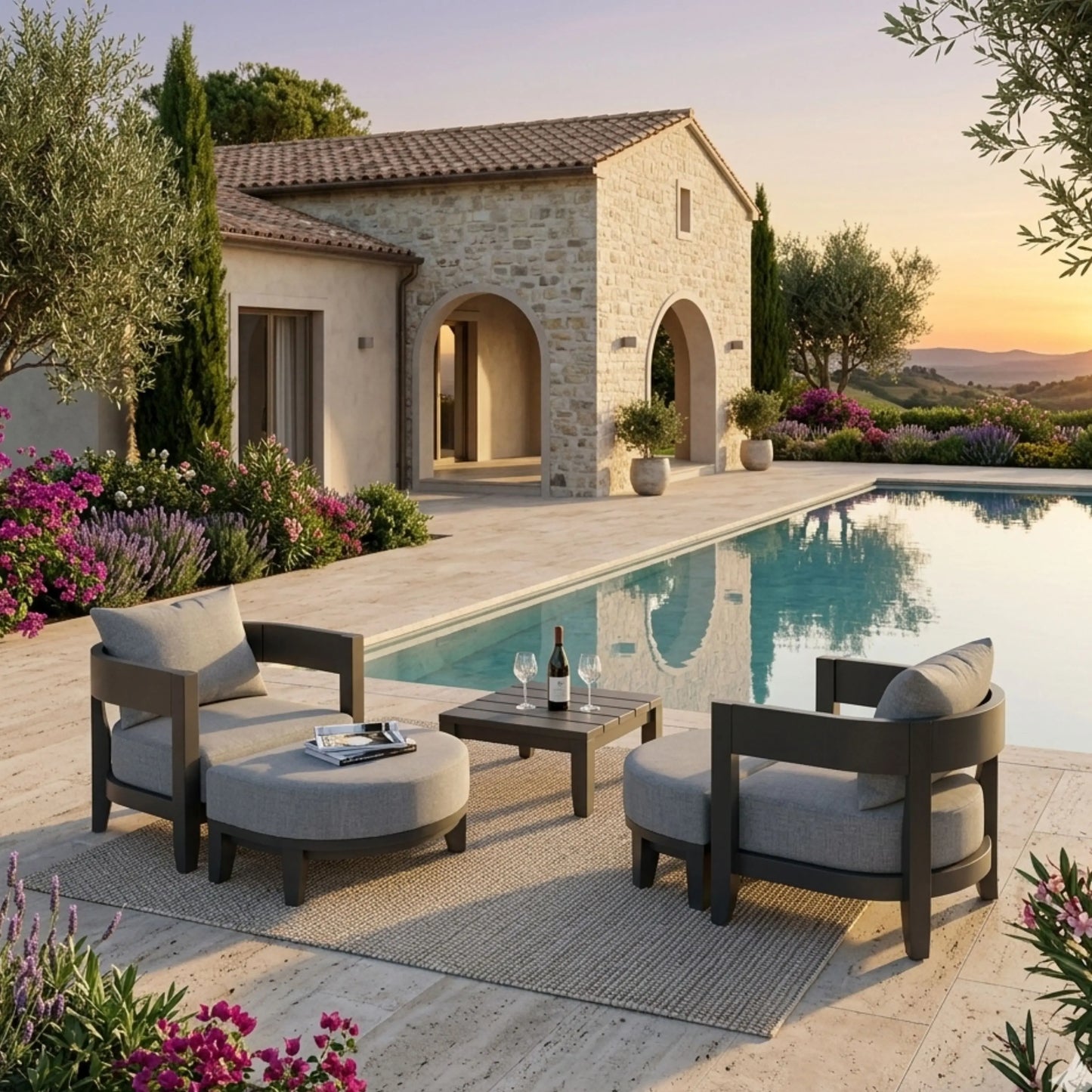Anderson Teak Coronado 5-Piece Aluminum Deep Seating Set with Cast Slate Cushions