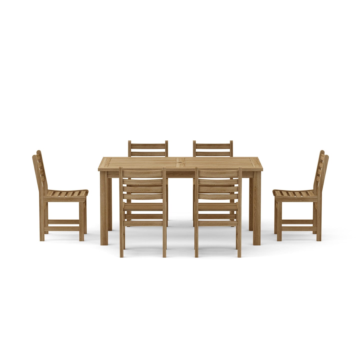 Anderson Teak Montage Windham 7-Piece Dining Set with Linen Antique Beige Cushions