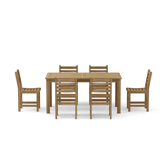 Anderson Teak Montage Windham 7-Piece Dining Set with Linen Antique Beige Cushions