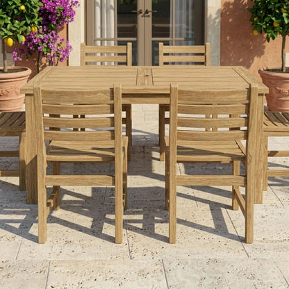 Anderson Teak Montage Windham 7-Piece Dining Set with Linen Antique Beige Cushions