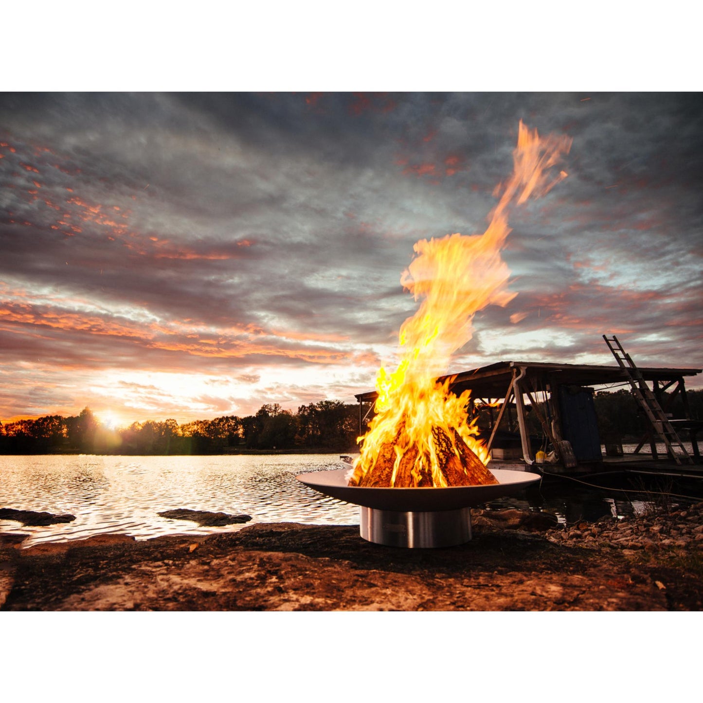 Fire Pit Art 46" Bella Vita Natural Gas Match Lit Fire Pit