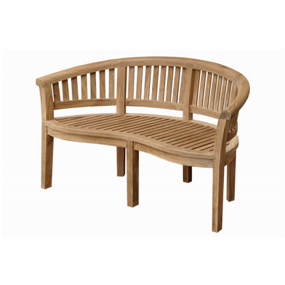 Anderson Teak Curved 3 Seater Extra Thick Bench with Canvas Natural Cushion