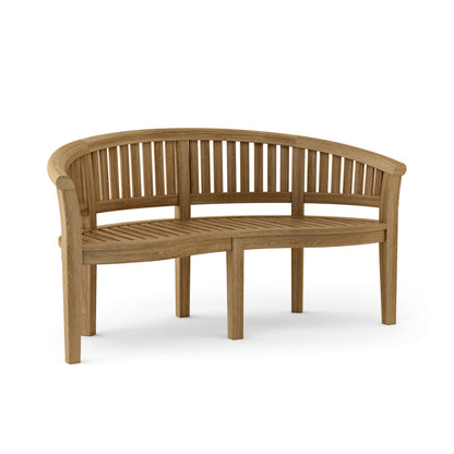 Anderson Teak Curved 3 Seater Extra Thick Bench with Canvas Natural Cushion