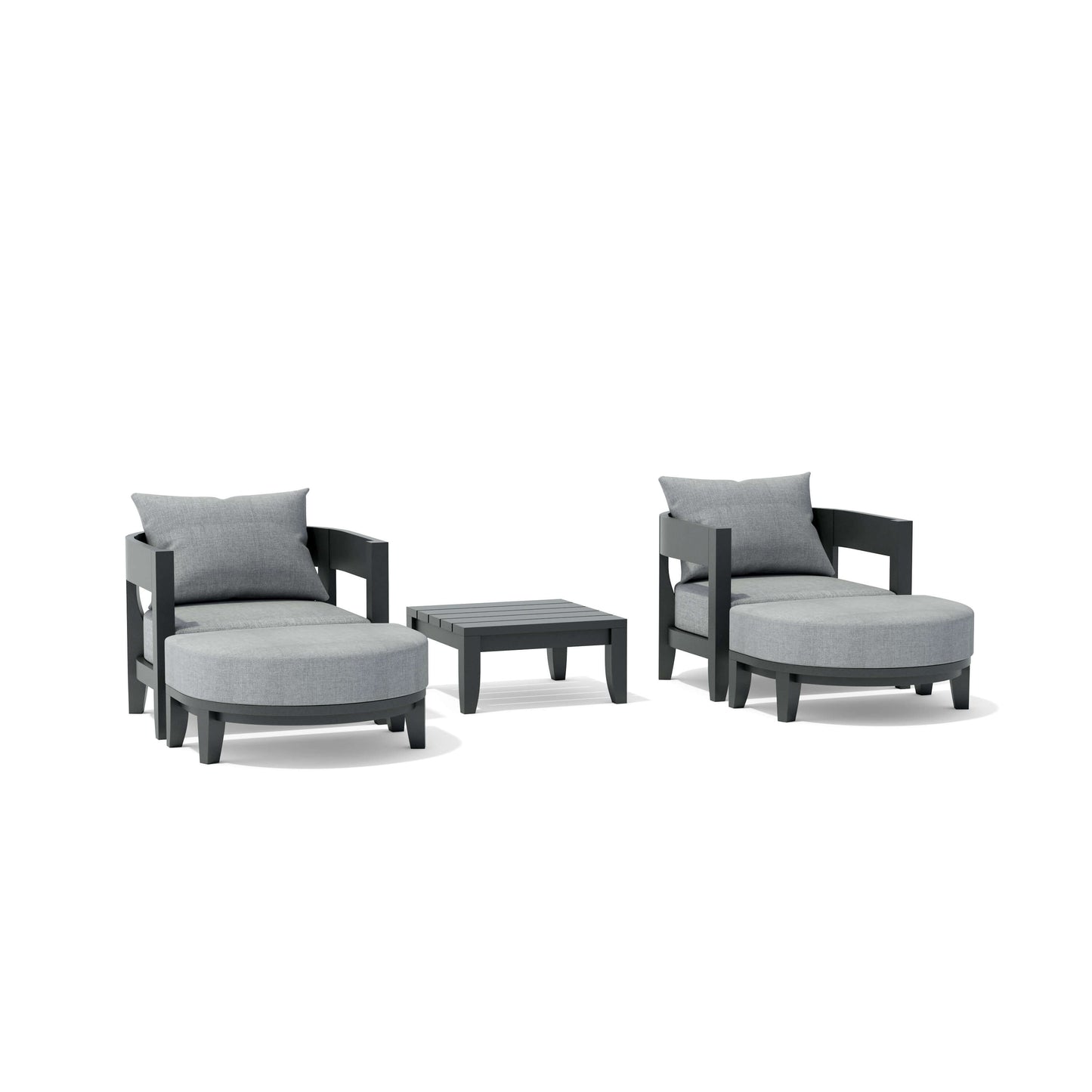 Anderson Teak Coronado 5-Piece Aluminum Deep Seating Set with Canvas Natural Cushions