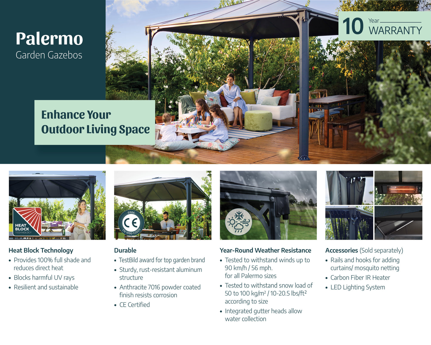 Canopia by Palram Palermo 10' x 10' Grey Gazebo
