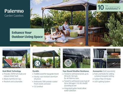 Canopia by Palram Palermo 10' x 10' Grey Gazebo