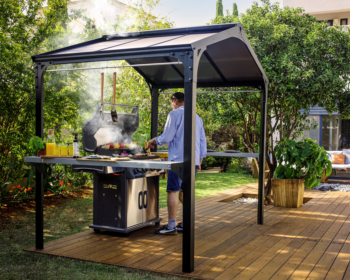 Canopia by Palram Austin 6' x 8' Black/Grey Grill Gazebo