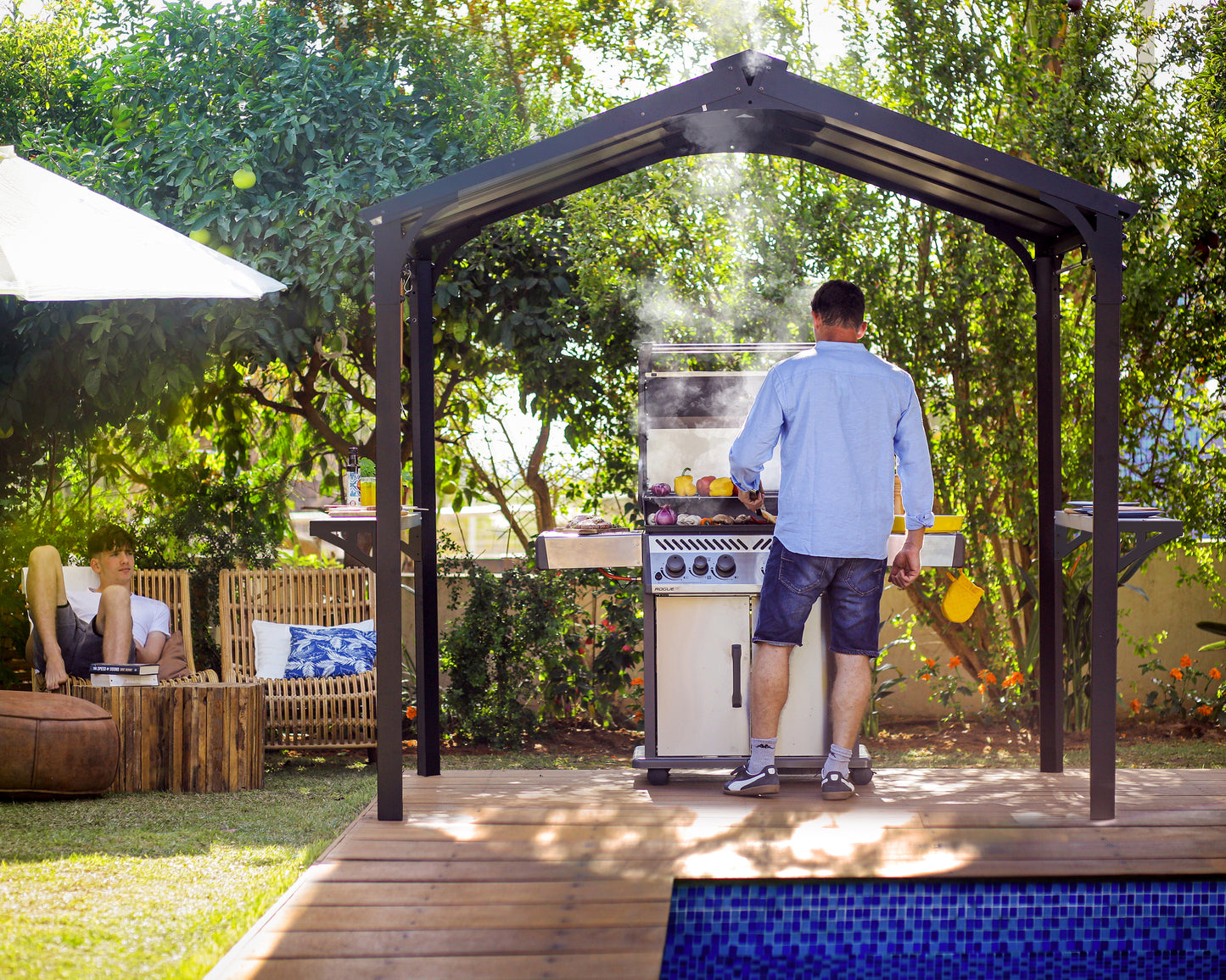 Canopia by Palram Austin 6' x 8' Black/Grey Grill Gazebo
