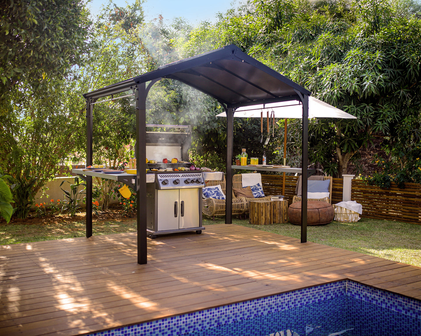 Canopia by Palram Austin 6' x 8' Black/Grey Grill Gazebo