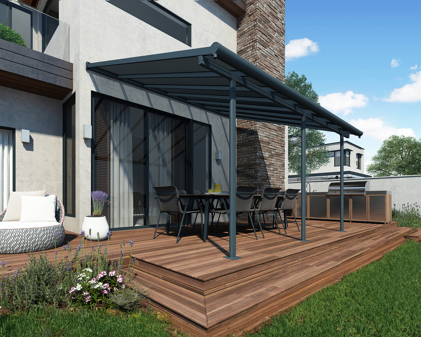 Canopia by Palram Sierra 10' x 14' Grey Patio Cover