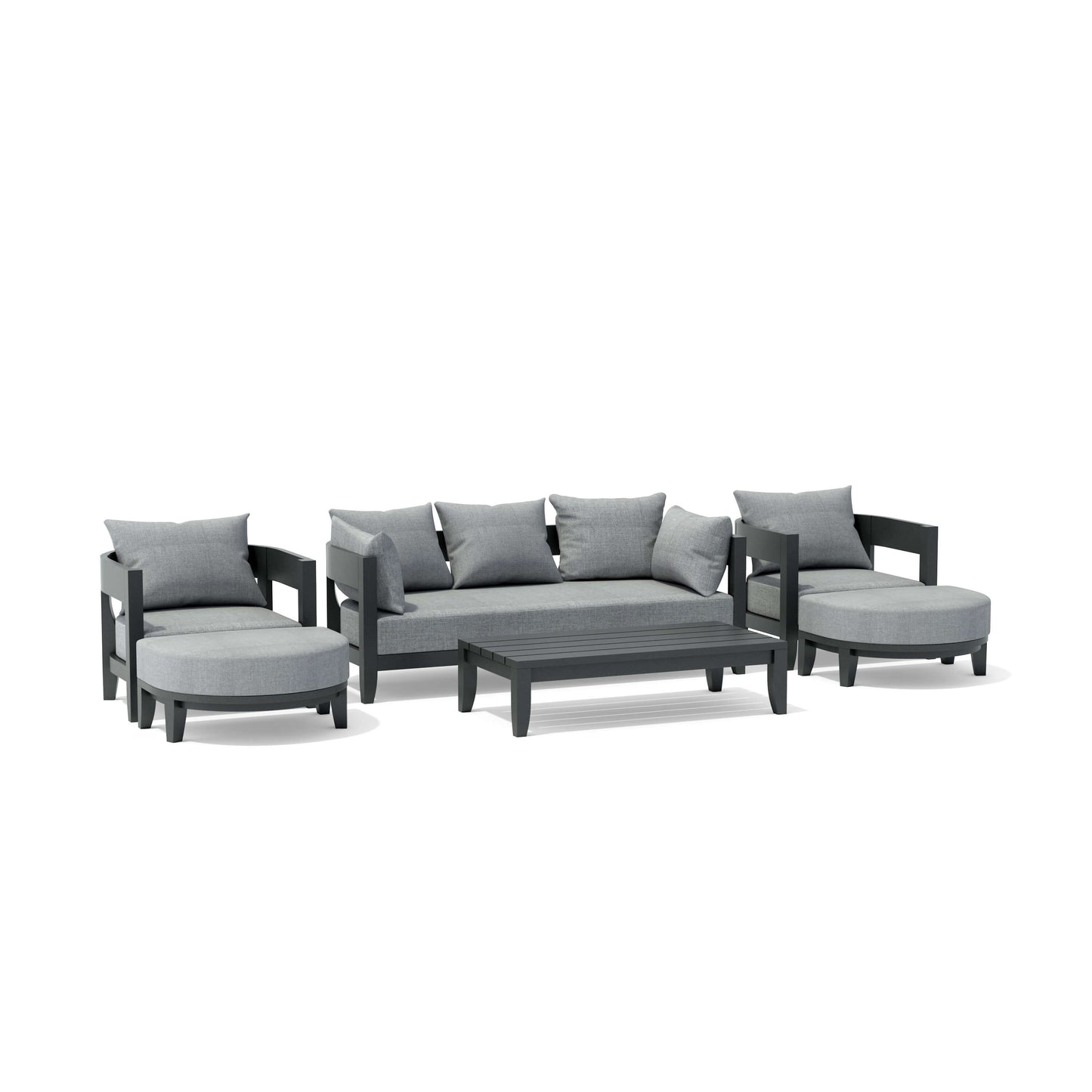 Anderson Teak Coronado 6-Piece Aluminum Deep Seating Set with Cast Slate Cushions