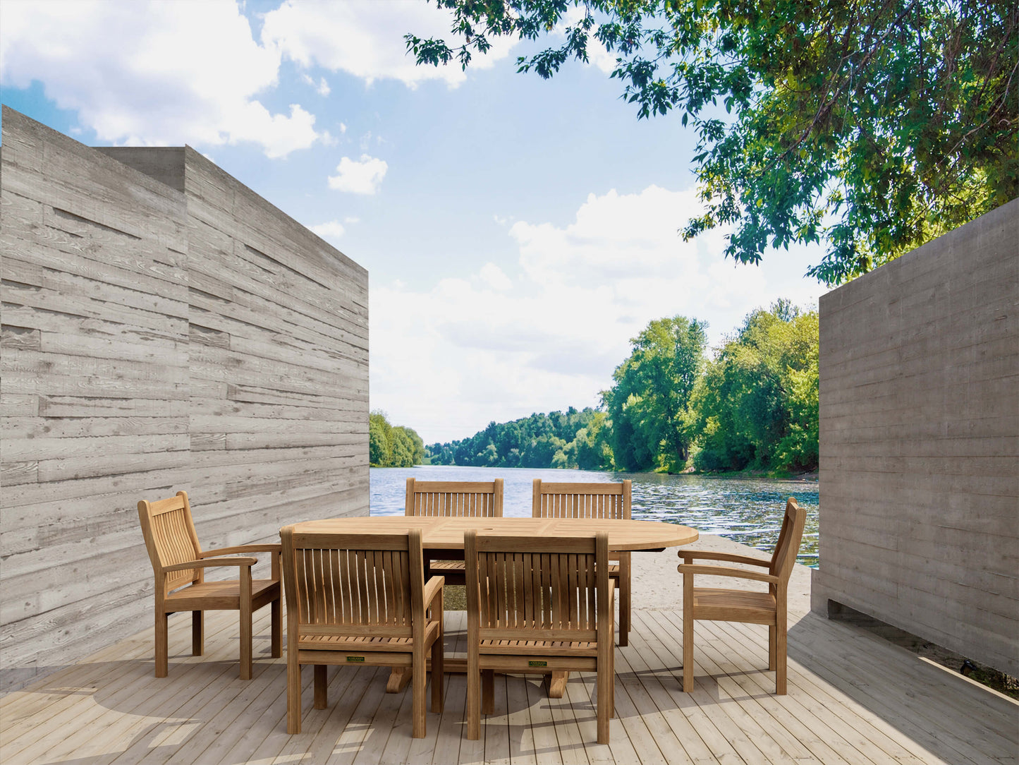 Anderson Teak Bahama Sahara 7-Piece 87" Oval Dining Set