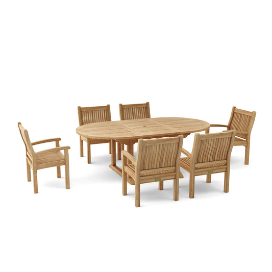 Anderson Teak Bahama Sahara 7-Piece 87" Oval Dining Set