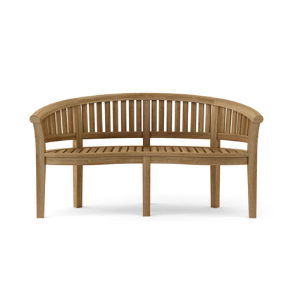 Anderson Teak Curved 3 Seater Extra Thick Bench with Canvas Natural Cushion