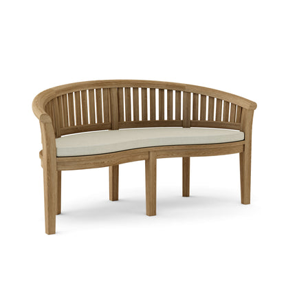 Anderson Teak Curved 3 Seater Extra Thick Bench with Canvas Natural Cushion