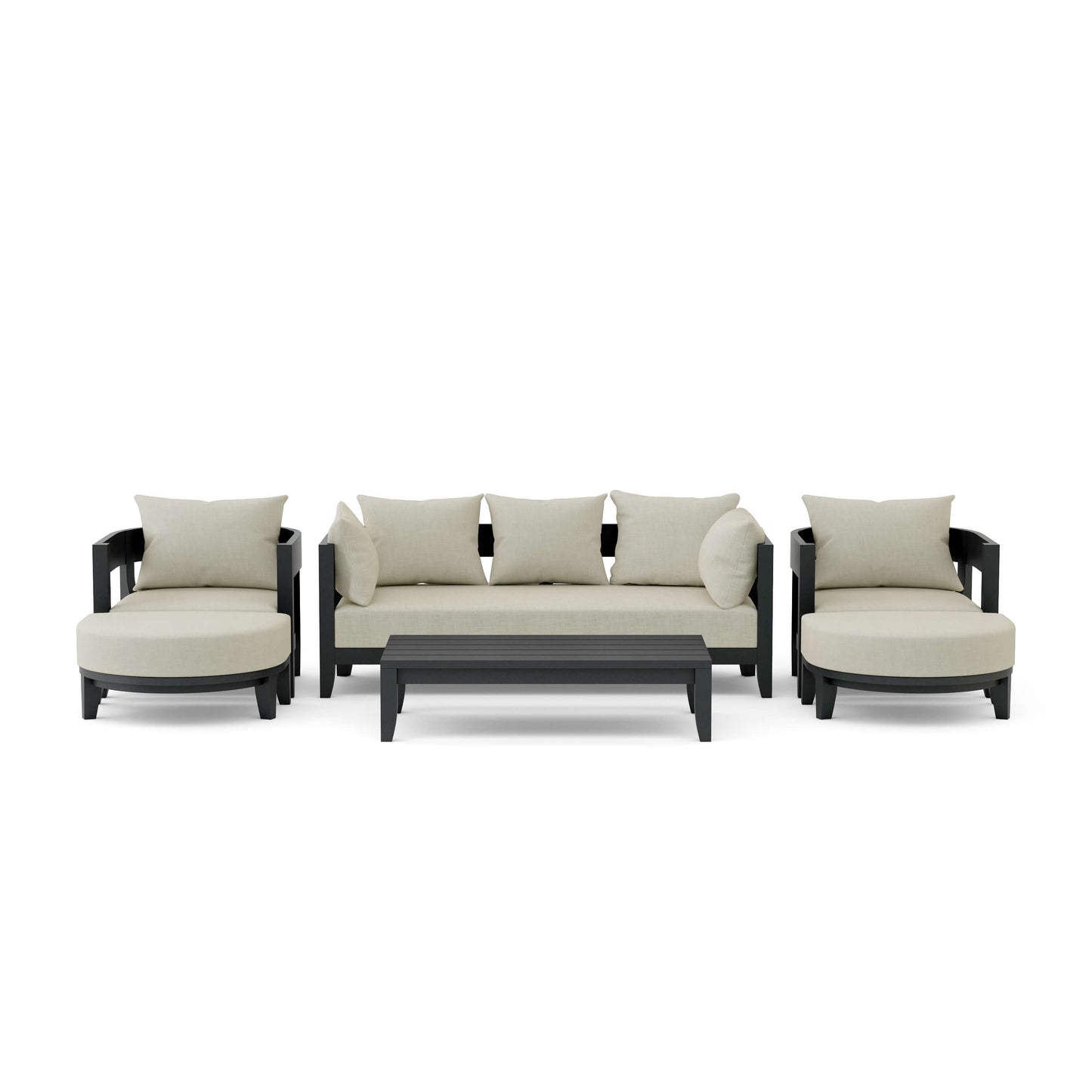 Anderson Teak Coronado 6-Piece Aluminum Deep Seating Set with Canvas Natural Cushions