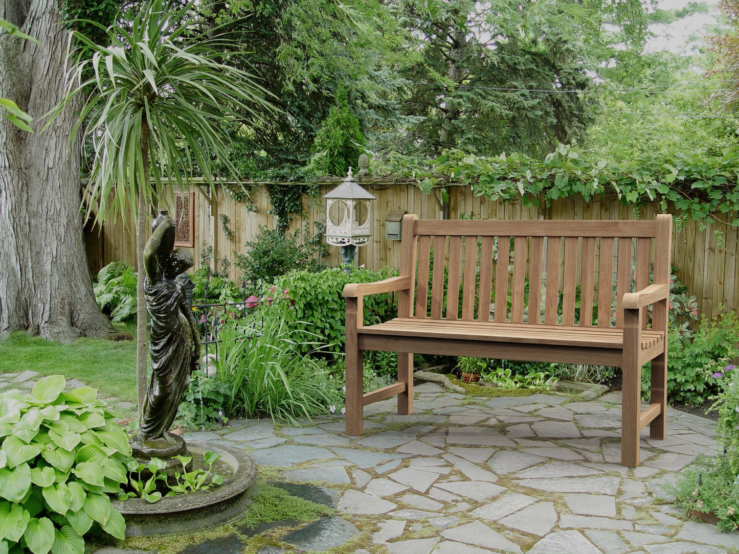 Anderson Teak Classic 2 Seater Bench with Canvas Natural Cushion