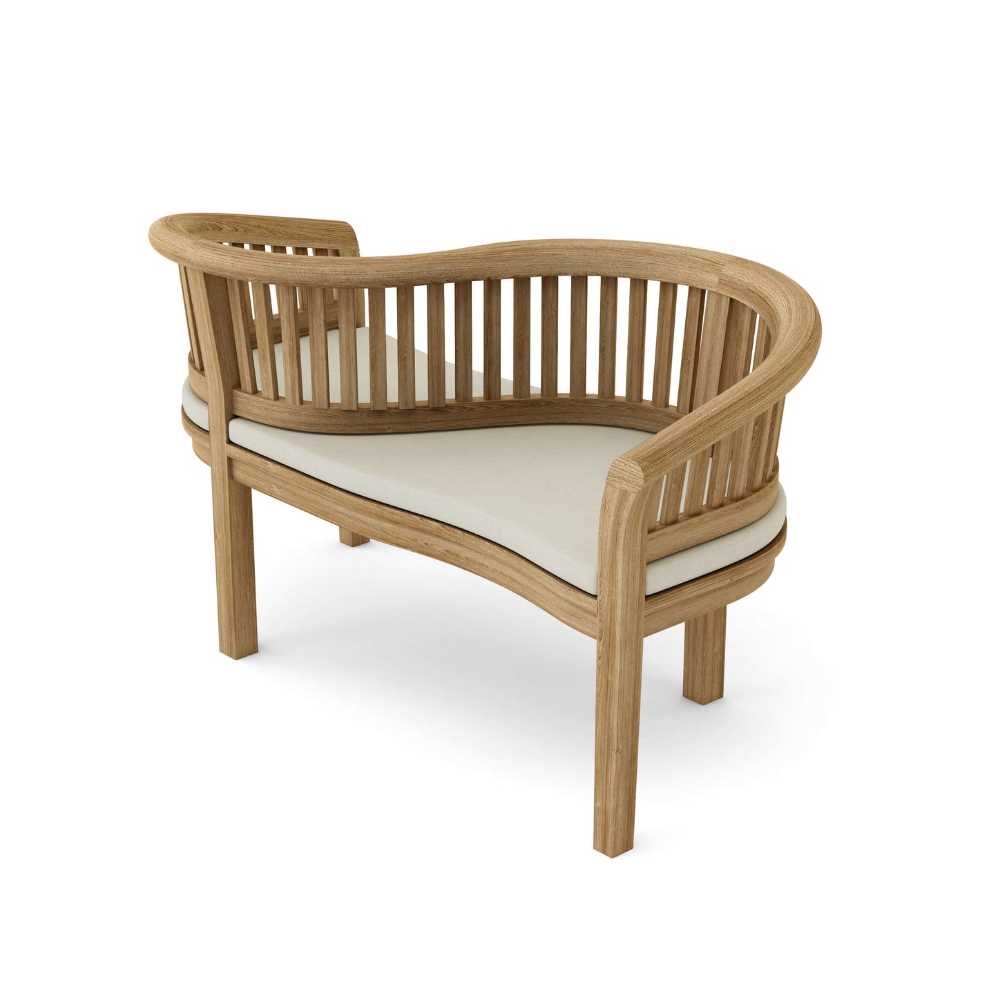 Anderson Teak Curved Love Seat Bench with Canvas Natural Cushion
