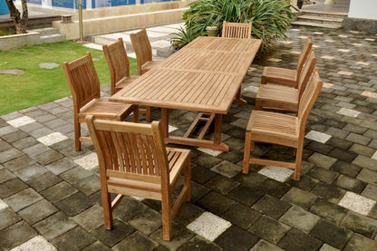Anderson Teak Bahama Sahara 9-Piece 10' Rectangular Dining Set with Cast Slate Cushions